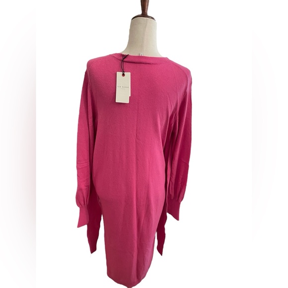 Ted Baker ESSYA Slouchy Tie Front Midi Sweater Dress Brit Pink New With Tags - Picture 8 of 16